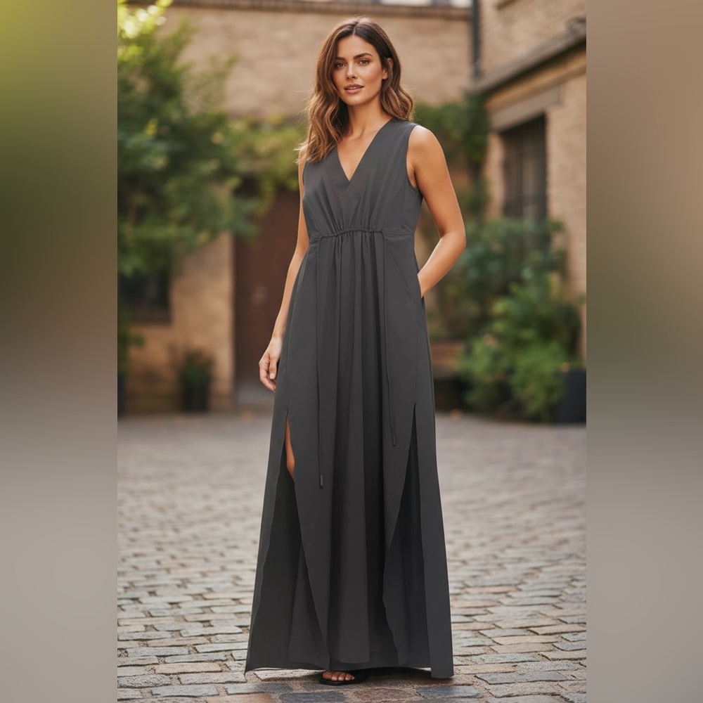 Athleta Charcoal Sleeveless Maxi Dress Women’s Size XSP